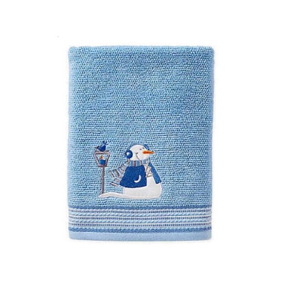 3 new Winter Wonderland Snow Buddies Bath Towels with Snowman, Bird, Street Lamp - Picture 6 of 9